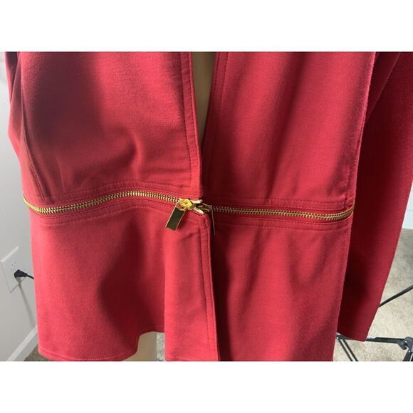 NWT IMAN Red Open Front Zipper Detail Long Sleeve Jacket Sz 3X Corpgore Business - Picture 3 of 16